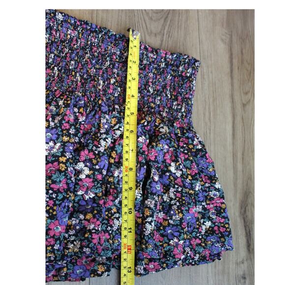 Natural Life Smocked Waist Floral Mini Skirt Black Multicolor Size XS - Picture 4 of 4
